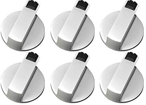Senmubery Stoves Cooker Knobs,Oven Knob 6pcs,Zinc alloy 6mm Universal Silver Gas Stove Control Knobs Adaptors Oven Rotary Switch Cooking Surface Control Locks