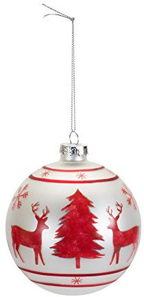 Melrose 83631 Kugel mit Hirsch und Bäumen, 10,2 cm Durchmesser, Glas