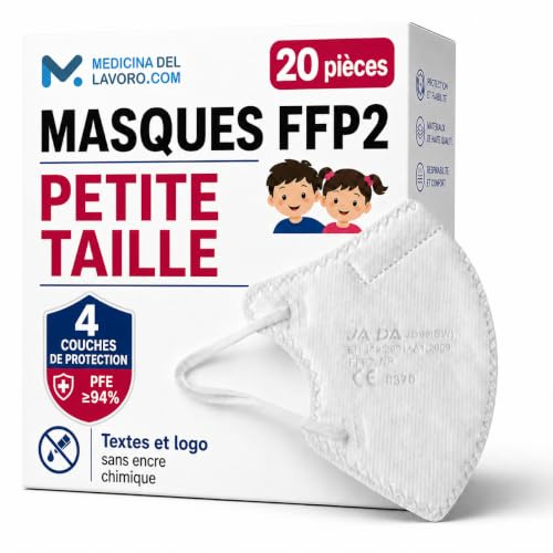 20 FFP2/KN95 Maske CE Zertifiziert Kleine Größe Small, Medizinische Mask mit 4 Lagige Masken ohne Ventil, Staub- und Partikelschutzmaske, Atemschutzmaske mit Hoher BFE-Filtereffizienz≥95|20 Stück