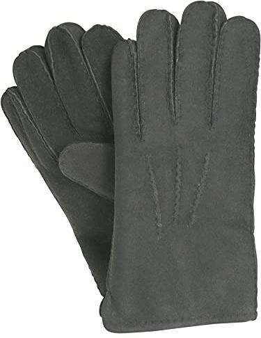 Harrys-Collection Unisex Lammfell Handschuhe handgenäht, schwarz, M | feines Merino Lammfell, Aussenseite aus feinstem Velourleder, traditionelle Handarbeit, perfekter Schutz gegen Kälte