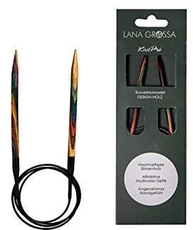 Lana Grossa Rundstricknadel Design-Holz | Stricknadeln aus Birkenholz, ergonomisch & farbig | Ideal für Pullover, Schals, Mützen & weitere Rundprojekte 40/10,0