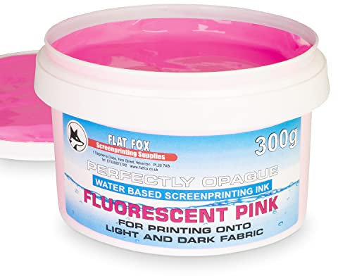 Flat Fox Screen Printing Opaque Water Based Fabric Inks (Fluorescent Pink, 300g)