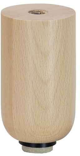 WAGNER Möbelbein/Sofabein/Möbelfuß/Couchfuß Design BUCHE rund - Ø 60 x 100 mm, FSC®-Massivholz Buche, Natur, inkl. QuickClick® Softgleiter Ø 30 mm, Innengewinde Ø 10 mm - 12761101