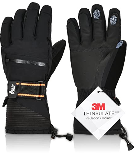 Vihir Guantes de Esquí, Guantes de Invierno Impermeable para Hombre y Mujer, Guantes de Pantalla Táctil Antideslizantes, Guantes Calientes para Snowboard Invierno Bicicleta Correr al Aire Libre