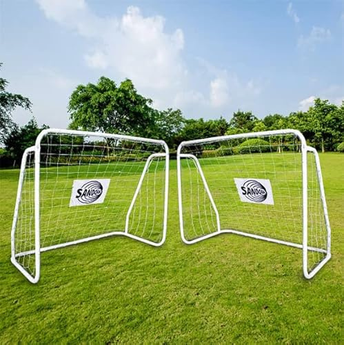 Sandora Fußballtor 2er Set | Fußballtor mit weiß, rot, grün oder blauem Netz | Fußball-Tor für Kinder | Fussballtor 124x96x61cm | Fussball-Tor für den Gartenspaß
