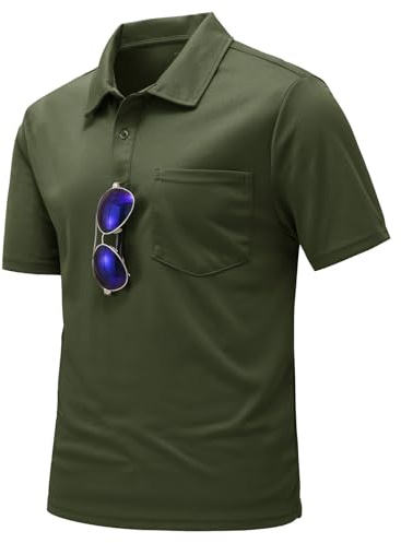 TBMPOY Herren Poloshirts Kurzarm Schnell Trocken Casual Sport Outdoor Golf Shirt mit Tasche