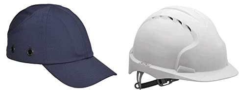 Portwest PW59 Light Adjustable Portwest Bump Cap Navy & JSP EVO2 Safety Helmet with Slip Ratchet - White - Vented (JSP AJF030-000-100), One Size AJF030-000-100-AMZ