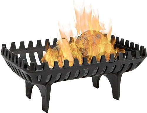 Unibos Heavy Duty Freestanding Indoors Outdoors Cast Iron Wood Log Coal Fireplace Grate Basket Fireplace Basket 4 legs (16 inch) New