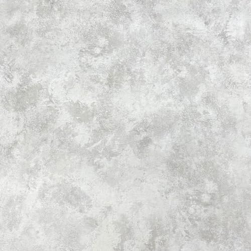 World of Wallpaper Luxe Kollektion Betontapete - schwere Vinyltapete - Modern Wallpaper für Zuhause, Wohnzimmer, Schlafzimmer, Dekoration - luxuriöse Dekotapete - Grau/Silber