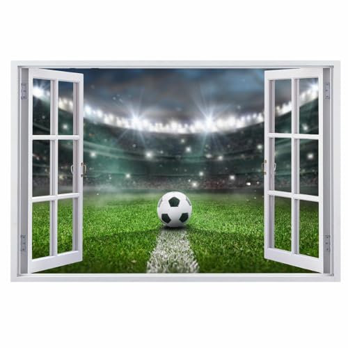 3D Durchbruch Wandtattoo Mädchen Kinderzimmer Fußball Wandaufkleber Dekorative Sport Abnehmbare Wandsticker Vinyl für Junge Teenager Zimmer Wohnzimmer Schlafzimmer Wandbilder Deko