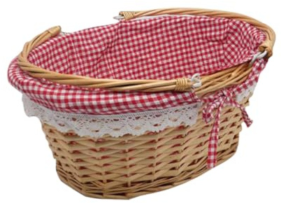 Einkaufskorb Geflochten mit Henkel, Rattan Aufbewahrungskorb, Obstkorb Picknickkorb