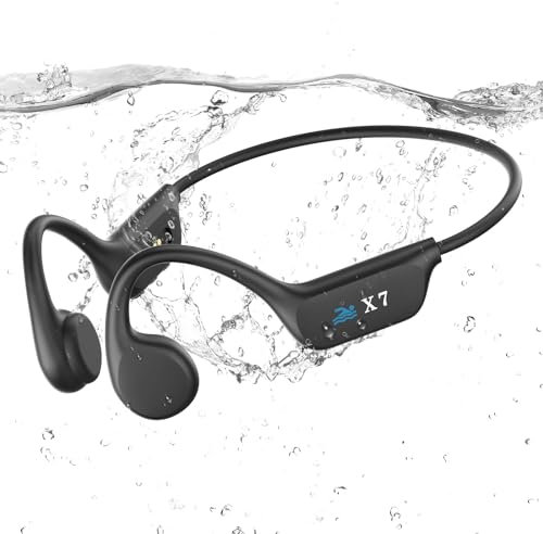 Guudsoud Swimming Headphones,Bone Conduction Headphones Bluetooth 5.4,IP68 Waterproof Open Earphones,Built-in MP3 Player 32G Memory, Wireless Sports Underwater Headphones for Swimming,Running,Cycling