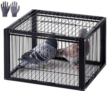 DEOPXF Taubenfalle mit ausbruchsicherem Design, Hühner- und Vogelfallenkäfig für den Außenbereich, tragbarer Taubenschlag aus Metall, 2 cm Abstand für Dächer, Terrassen und Gärten(44x40x26cm(17.3x15.7