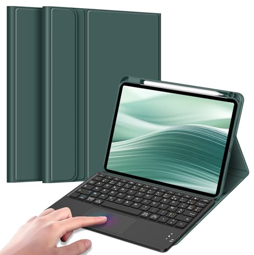 FINTIE Teclado AZERTY Francés Compatible con iPad Pro 11 M5/M4, Touchpad | Teclado Bluetooth inalámbrico, Funda multiángulo con soporte para lápiz integrado
