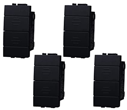 Conmutador bipolar 10 A, botón persiana, compatible con Bticino Living Light (4 unidades, negro)