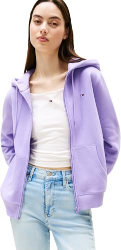Tommy Jeans Donna Felpa con Zip e Cappuccio, Viola (Ophelia Purple), XS