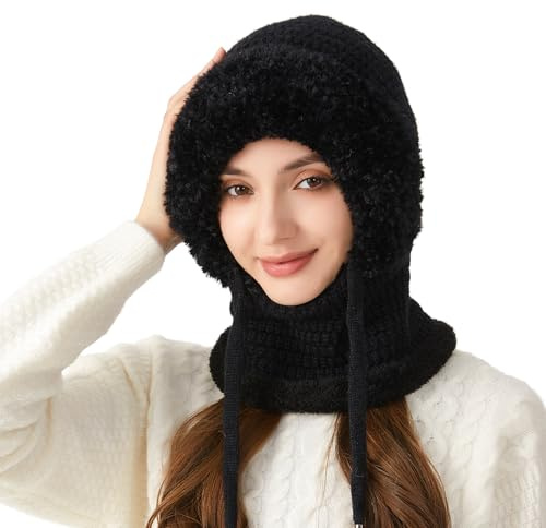 TAGVO Winter Warm Sturmhaube Damen Winddicht Balaclava Mütze Skimaske 3 in 1 Thermo-Fleece-Haube Schal Gesichtsschutz für Outdoor Radfahren, Snowboarden, Skifahren, Motorradfahren