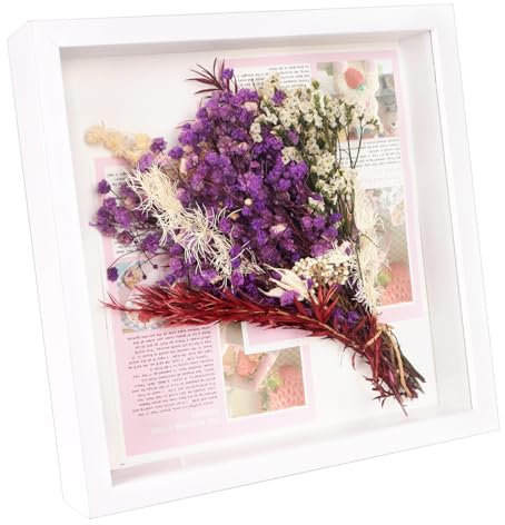 Zefphxs Cornice Profonda 3D, 20 x 20 cm, Cornice per Foto, Cornice Legno per Foto Bouquet di Nozze Foto, Biglietti e Decorazioni Fai da Te