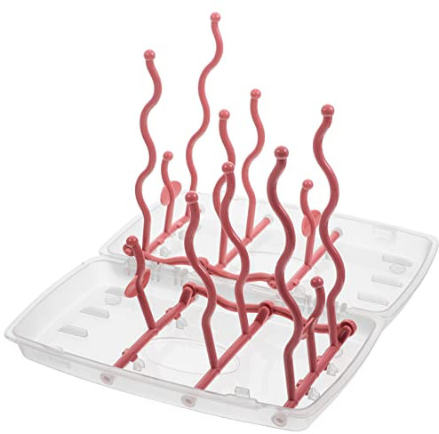 HAPINARY Soporte Plegable para Botellas y Escurridor Doméstico para Bebés, Color Rosa, Material Seguro, Diseño Compacto para Secado y Almacenamiento Cocina, Portátil y Funcional Hogar, 1 Unidad