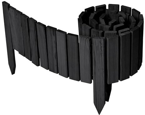 Garronda Borde de césped de Madera, Borde de Parterre impregnado, 200 cm x 20 cm, bordura Flexible Enrollable, Valla para jardín GD-0149 (Grafito,Altura: 20 cm)