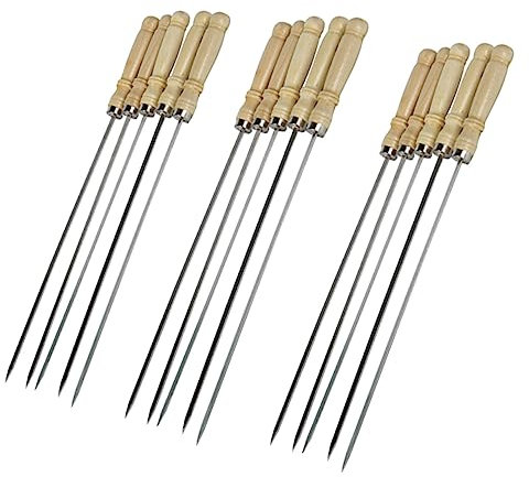 UKCOCO 25Pièces Brochettes de Barbecue Acier Inoxydable de Bâtonnets Plats Réutilisables Conception Unique pour Cuisson Uniforme Sécurisée de Bords Lisses