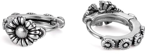 EMEM herrörhängen huggie kreoler rostfritt stål silverfärgad oändlighet/blomma gm250, 12MM, Rostfritt stål, Ingen ädelsten
