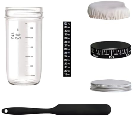 Flaroey Kit per Pasta Madre, Barattoli di Vetro per Pane con Pasta Madre, Barattoli Ermetici da 730 Ml