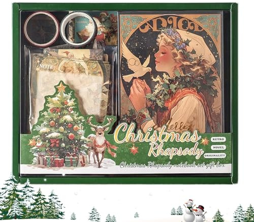 Weihnachtsaufkleber mit Notizbuch, Weihnachtsaufkleber für Bastelarbeiten, mit Haftnotizen, Weihnachts-Sticker-Set für Familie, zum Dekorieren von Haus, Telefon, Tasse