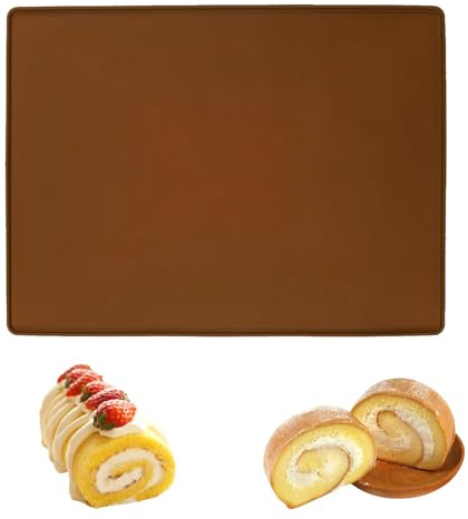 Sekfpnk Teglia da forno in silicone, 30 cm x 40 cm, tappetino da forno in silicone con bordo per teglia, tappetino da forno per alimenti, adatto per torte, pizze, impasti, ecc. (colore caffè)