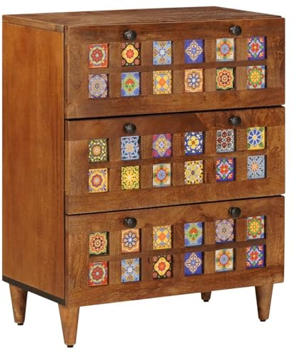 Solivagant Buffet Noyer 60 x 33 x 75 cm Bois de Mangue Massif,(21.15 KG)