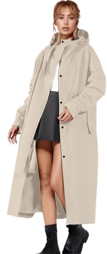 Tobysper Giacca impermeabile da donna impermeabile poncho impermeabile lungo traspirante giacca softshell leggera da escursionismo giacca impermeabile impermeabile per ciclismo con cappuccio, cachi, M