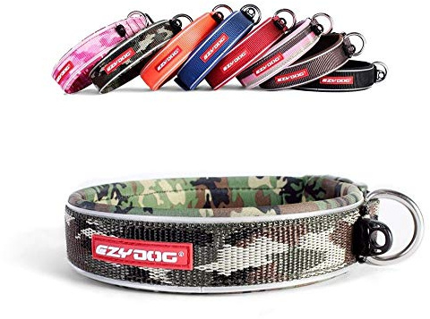EzyDog Hundehalsband für Große, Mittelgroße, Mittlere & Kleine Hunde - Halsband Hund Neopren Gepolstert, Wasserfest, Reflektierend (M, Camo)