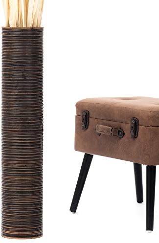 Leewadee Große Bodenvase 65 cm Mangoholz für Pampasgras & Trockenblumen | Dekovase fürs Wohnzimmer, für Zweige & Trockengräser - bruchfester als Keramik, kein Wasser. Boho