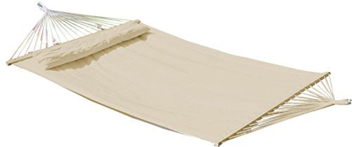 ALEOS. AS-S Design Doppelhängematte 150x200cm gefüttert mit Kopfkissen BEIGE aus Baumwolle