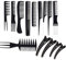 JZK Juego de 10 peines de peluquería profesionales antiestáticos + 4 pinzas para el pelo para estilista de peluquería, peluquería, color negro