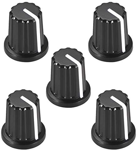 sourcing map 5 Stück Drehknöpfe 6mm, Potentiometer Knopf 16x18mm Kunststoff Audio-Knopf, Schwarz