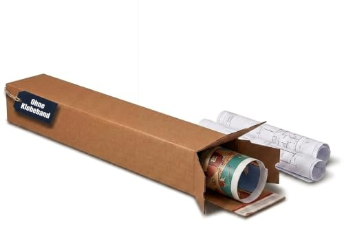 KK Verpackungen Versandhülse 715x105x105mm | 50 Stück, Lange Faltkartons mit Aufreißfaden | 2 Selbstklebeverschlüsse, kein Klebeband | Für Poster, Pläne, Golfschläger | Portooptimiert, Wellpappe