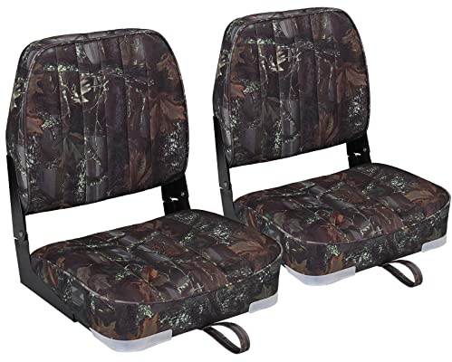 Leader Accessories A Pair of New Low Back Folding Boat Seat(2 seats) (B-Camo)