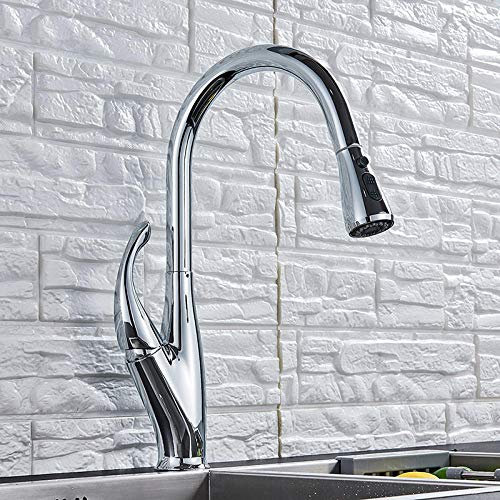 küchenarmatur Küchenarmatur Ausziehsprühgerät Einhandmischer Mischbatterie Waschbecken Wasserhahn 360 Rotierender Küchenarmatur Heißes und kaltes Wasser-Chrompolitur
