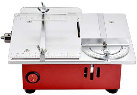 Sierra de mesa portátil, Mini sierra de banco de precisión con calibre de ingletes 96W 9200RPM para modelo manual de bricolaje, corte de placa PCB, corte de metal de plástico pequeño,Luxuriou