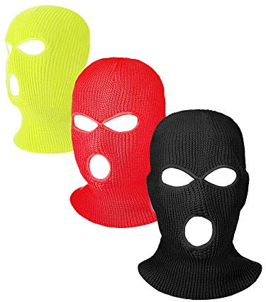 3 Stück Gesichtsmasken, Sport, 3 Löcher, Sturmhaube, Skimaske, Gestrickt, Outdoor, Winter