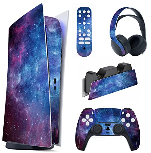 PlayVital Magic Sky Full Set Skin Decal for ps5 Console Digital Edition,Sticker Vinyl Decal Cover for ps5 Controller & Charging Station & Headset & Media Remote | Console & Controller Stickers, Vinyl Foil, for Charging Station, Headset & Remote, Decorative, Magic Sky