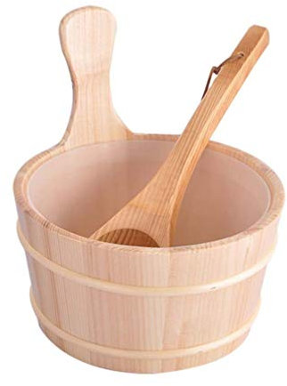 Milisten 2 Pcs Sauna Bucket and Ladle Set for Sauna Bath Shower Wooden Bucket Water Accessories for Bathroom