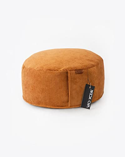 Yoga Meditationskissen Cord Rund • Sitzhöhe 13 cm • rund ∅ 32 cm • Faire Produktion • Qualität aus Deutschland • Yoga Kissen mit Bio Buchweizen-Schalen-Füllung • Bezug & Inlett waschbar(Camel)