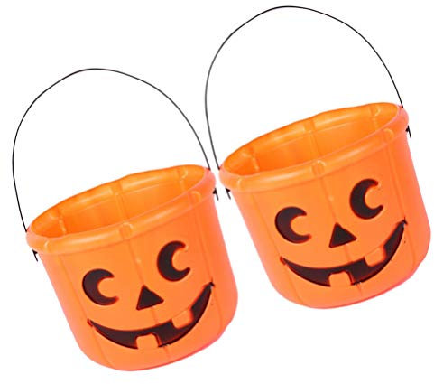 TOYANDONA Plastiklaterne 2Pcs Halloween Kürbis Süßigkeiten Buckets Trick Oder Behandeln Plastikkorb Jack O Laterneneimer mit Tragbarem Kürbis- Süßigkeiten- Eimer für Halloween- Partyzubehör