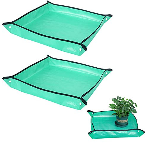Pflanzunterlage, Faltbar Pflanzmatte, Gartenarbeitsmatte, wasserdichte Gartenmatte, Hochbeet Pflanzsack, für Pflanzen Garten Sämling Umtopf Bodenwechselunterlage, 2 Stücke, 50 x 50cm