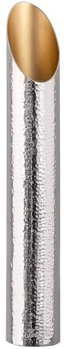 Fink gehämmerter Design-Teelichthalter 40 cm silberner Aluminium Kerzenhalter