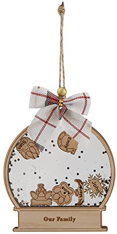 Coctelera Decoraciones para árboles de Navidad Nombre personalizado Brillo Árbol Adorno colgante Acrílico transparente Talla de madera hueca Coctelera Adornos para eventos Decoración navideña
