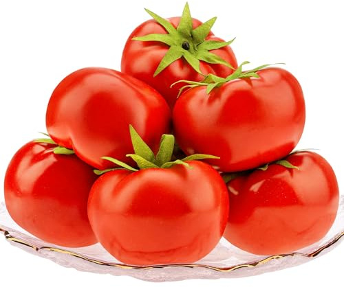 Meiwlong 6pcs Fake Tomatoes,Fake Vegetables and Fruits for Home Kitchen Table Centerpieces Decorations,Tomatoes Party Theme Vegetable Prop Display