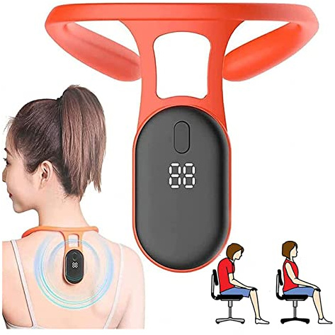 VVLXRIC Correttore Posturale Elettronico, Promemoria Postura Trasportabile Comodo da Indossare Correttore Cervicale Posturale, Problemi di Postura dalla Radice,Orange